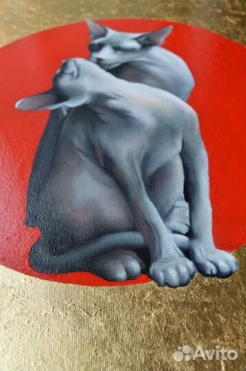 Картина маслом «Кошачья нежность» 50х40