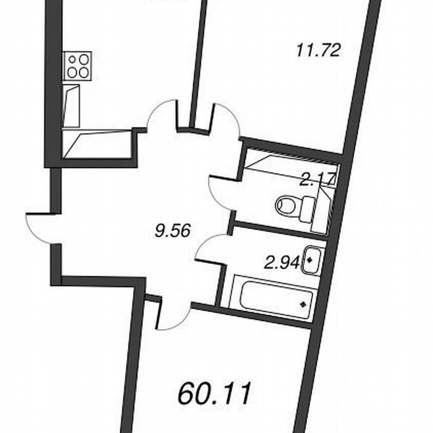 2-к. квартира, 62,2 м², 18/22 эт.