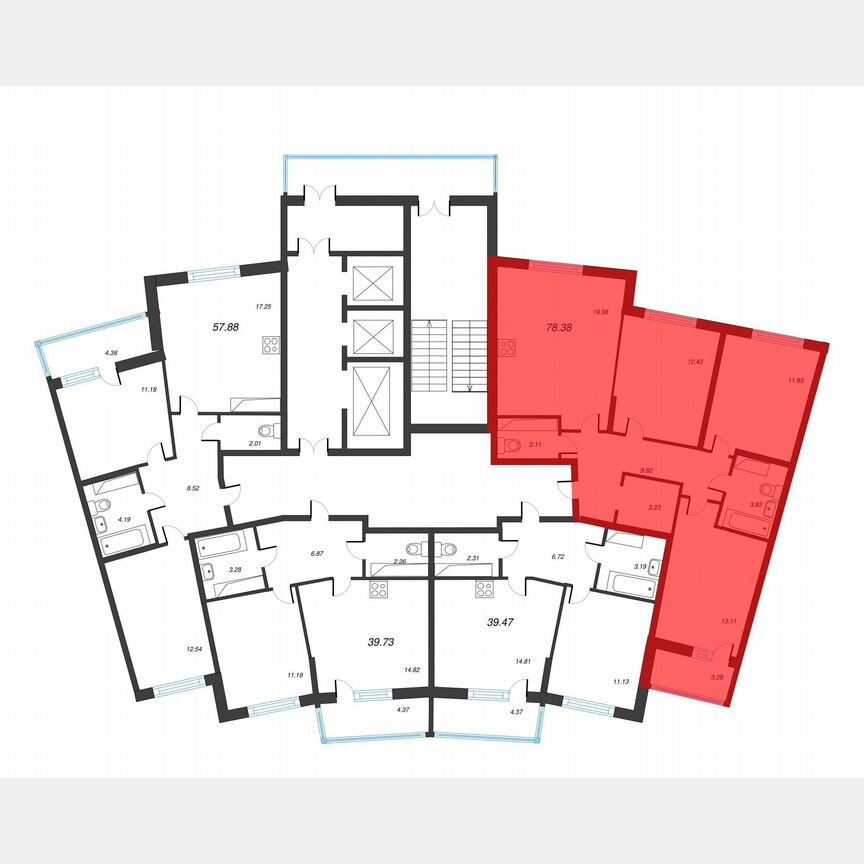 3-к. квартира, 80 м², 13/22 эт.