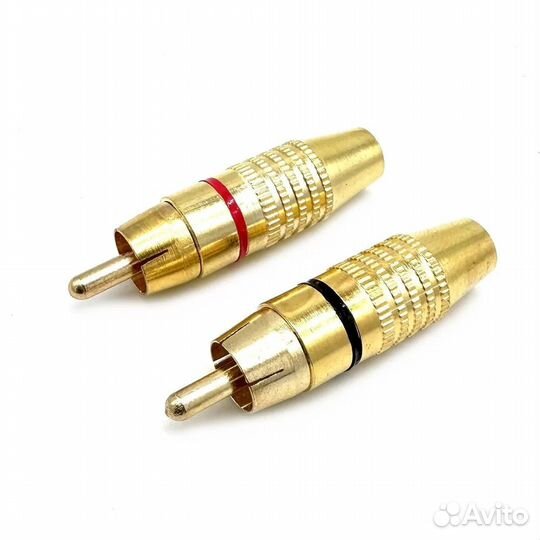 Штекер RCA тюльпан металл, под пайку, кр/черн