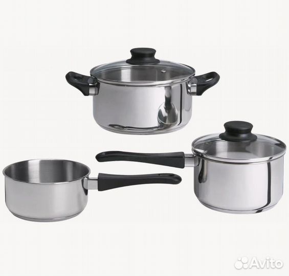 Набор посуды IKEA Икеа кастрюля ковш 3 шт.новый