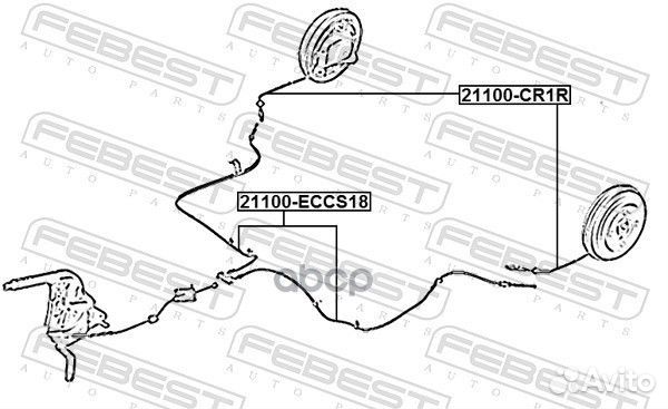 Трос стояночного тормоза 1452 21100eccs18 Febest
