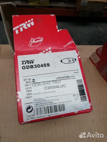 Колодки тормозные TRW Mitsubishi Lancer GDB3045