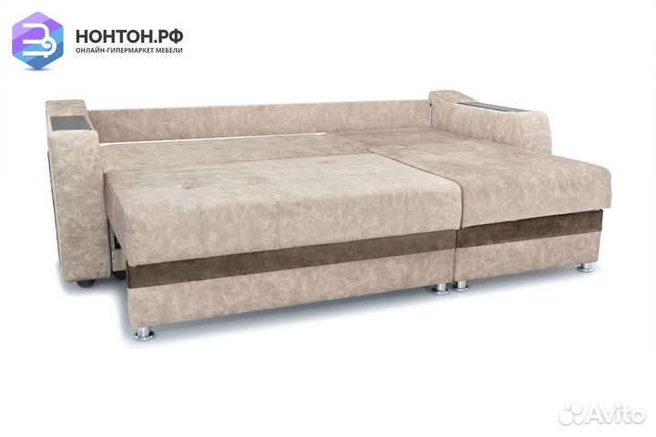 Диван угловой тик-так Бостон бежевый