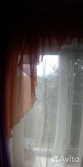 Тюль с ламбрекеном жёлтая,лента