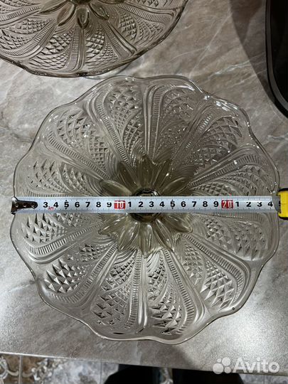 Ваза для фруктов на ножке стекло СССР