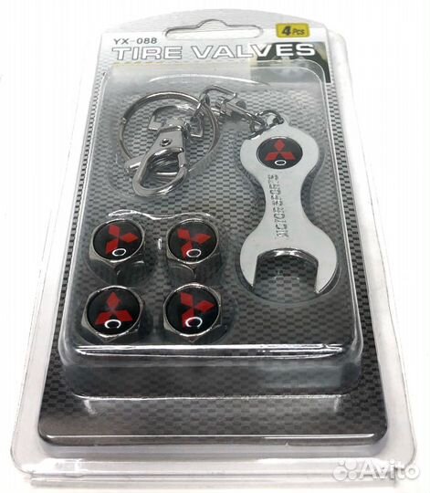 Колпачки на ниппеля - Mitsubishi (с ключом/черный)