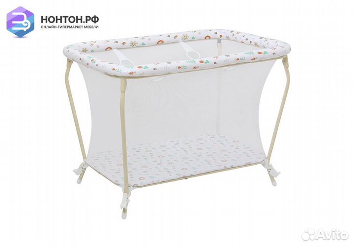 Манеж Фея Классика принт Лесные друзья / бежевый