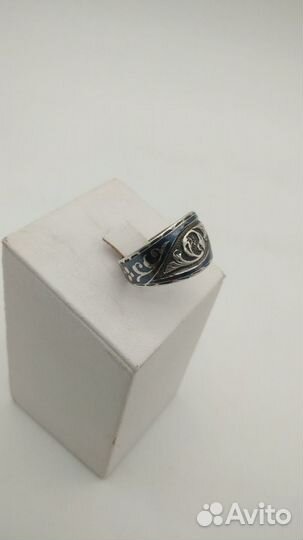 Кольцо серебро 875 проба, Кубачи, чернение, СССР