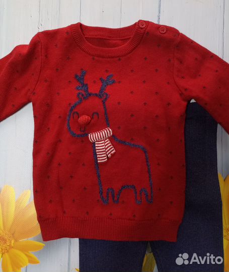 Джемер + рейтузы 6-9 мес George зимний, новогодний