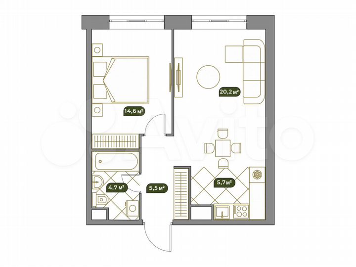 1-к. квартира, 51 м², 13/14 эт.