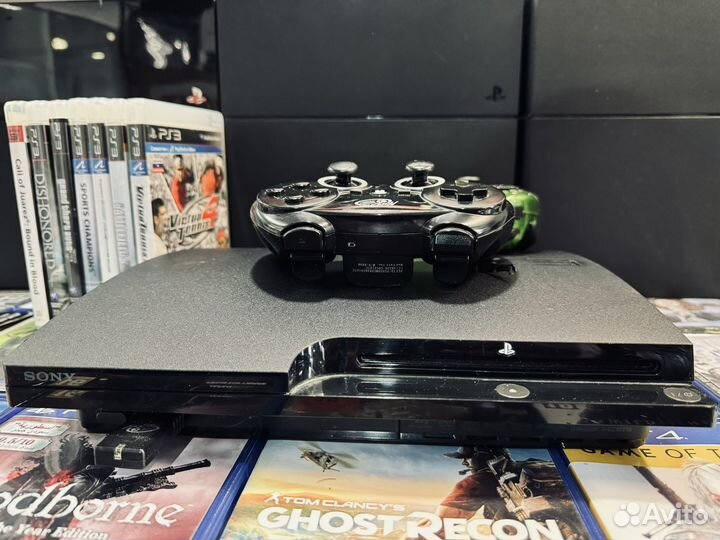 Sony PS3 slim прошитая с играми 2 геймпада