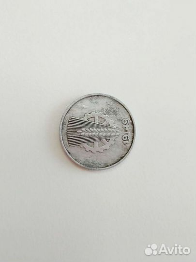 Монета 1 pfennig (пфенниг) 1949 г. с редким браком