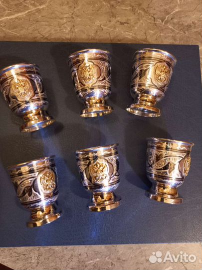 Серебряные стопки набор Кубачи на 35млл