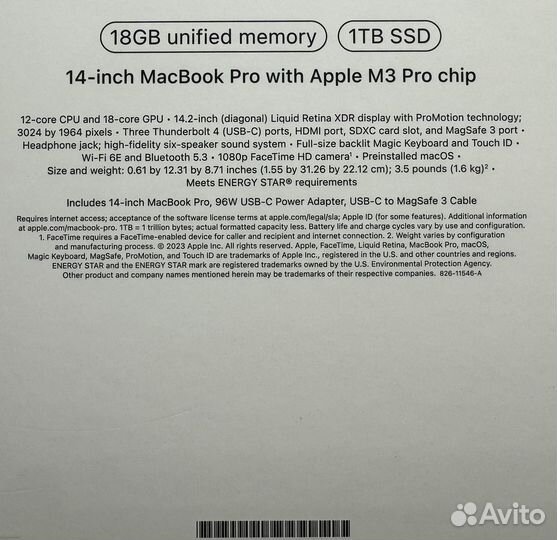 Macbook pro 14 M3 Pro 18Gb 1Tb Space Black новый