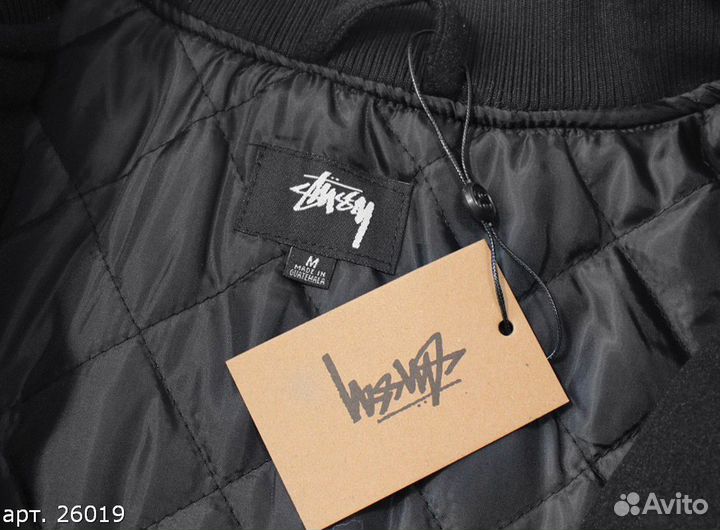 Бомбер Stussy black big logo Чёрный