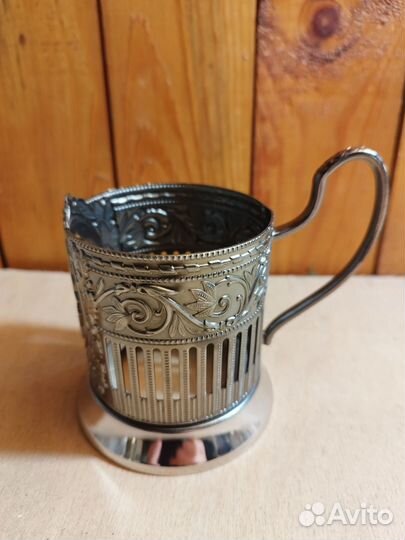 Подстаканник никелированный с эмалью 