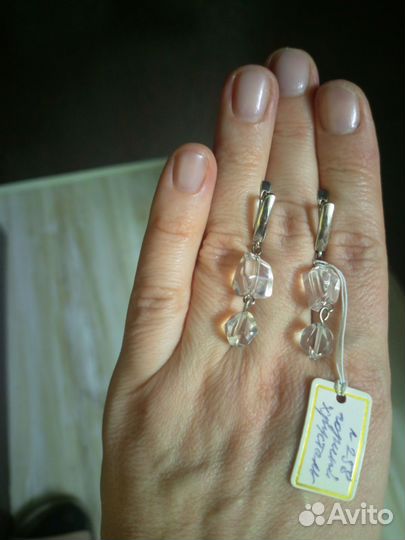Серебряные серьги горным хрусталем