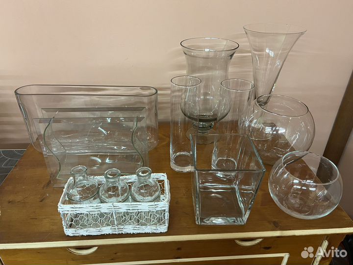 Вазы стекло декор (10 шт )