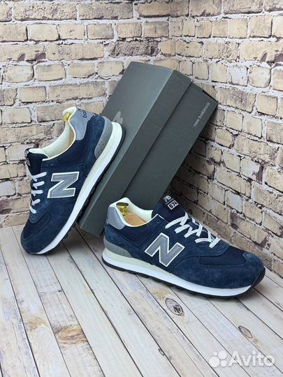 Кроссовки new balance 574 синие сеточные