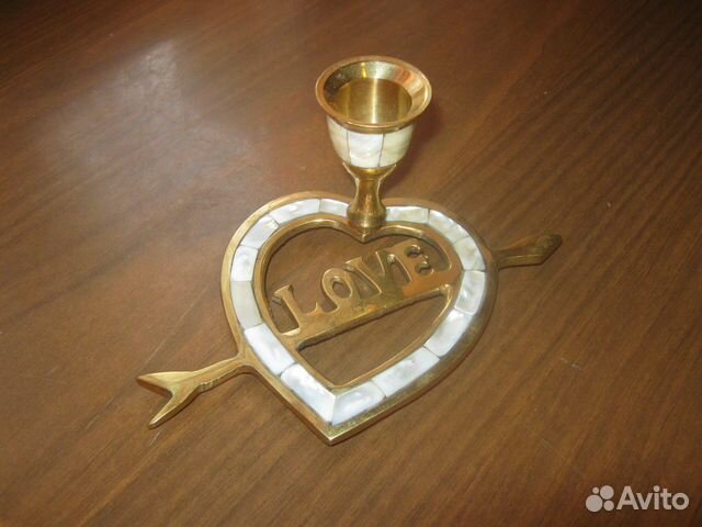 Посвечник, латунь с перламутром, Индия