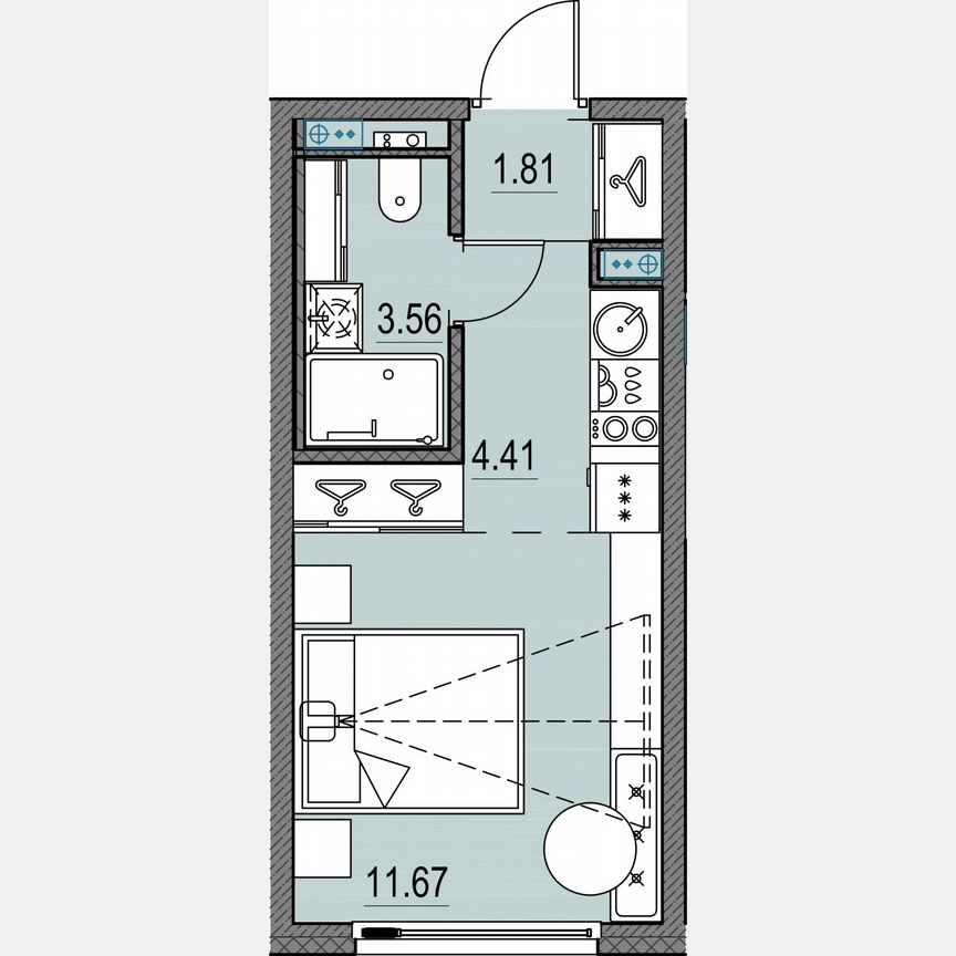 Квартира-студия, 21,5 м², 12/17 эт.