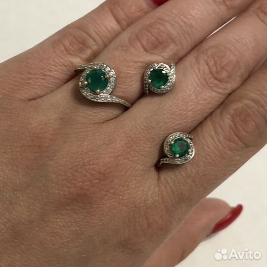 Гарнитур из серебра с бериллами