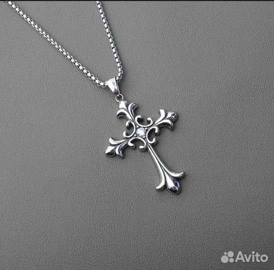 Цепочка с подвеской крест в стиле Chrome Hearts