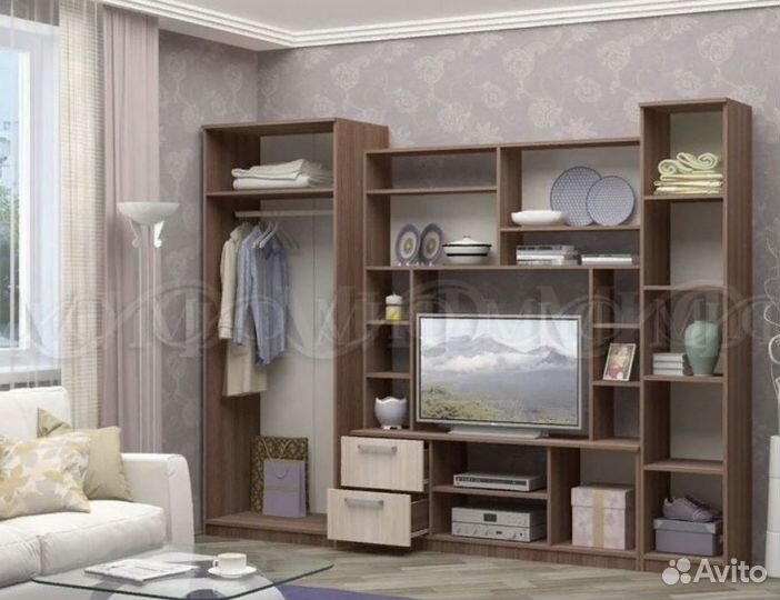 Стенка Флора Крафт Белый (без зеркал)