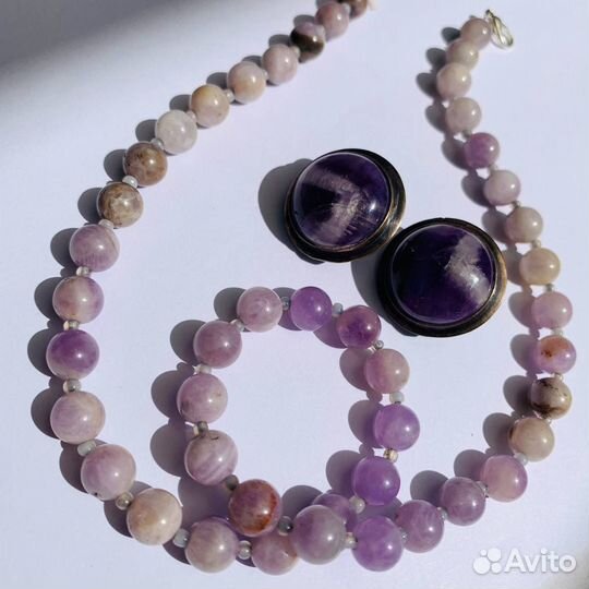 Серьги и бусы Аметист
