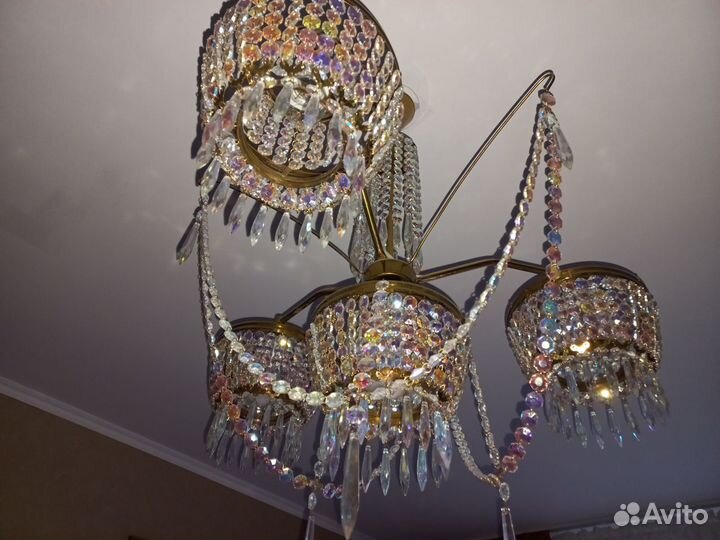 Большая хрустальная люстра Чехословакия