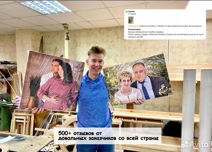 Портрет по фото на холсте подарок Энгельс