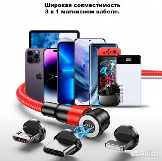 Кабель Type-C 1м, 2м, с быстрой зарядкой