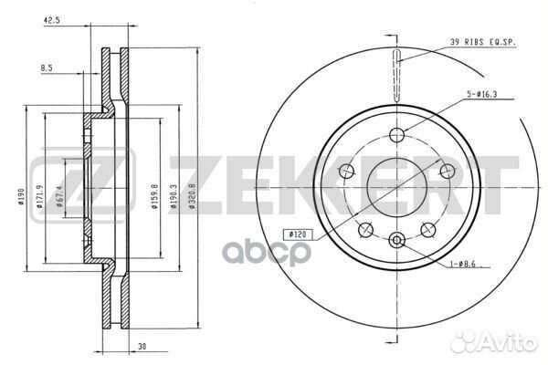 Диск торм. перед. Chevrolet Malibu (V300) 12
