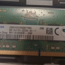 Оперативная память sodim ddr4 8gb samsung 3200