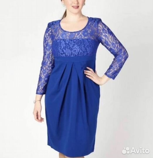 Платье с кружевной кокеткой, 54 р-р