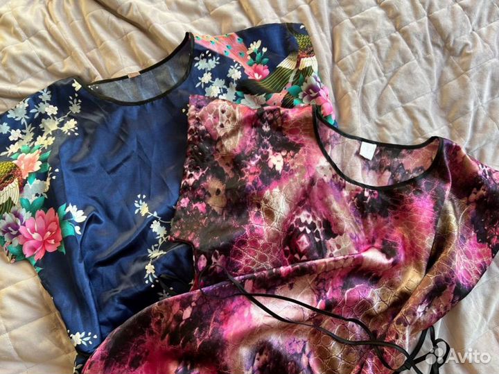 Платье с пояском 42-44р шелк разные