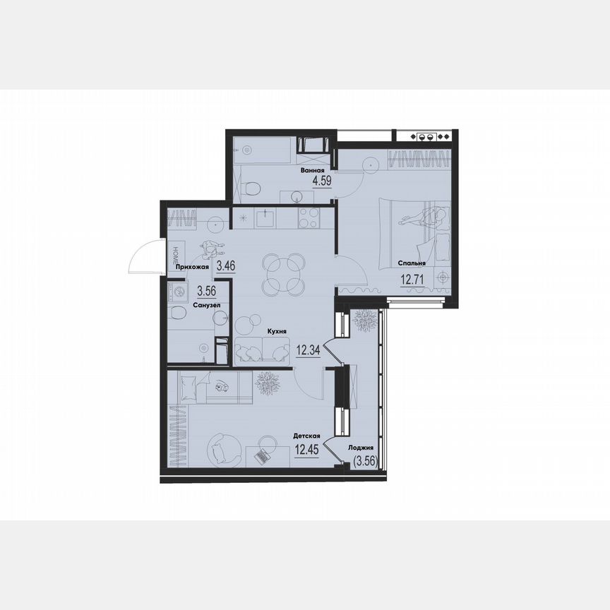 2-к. квартира, 50,9 м², 11/12 эт.