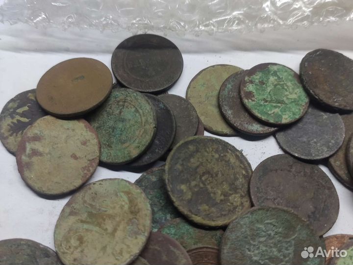 Медные монеты на чистку 40шт