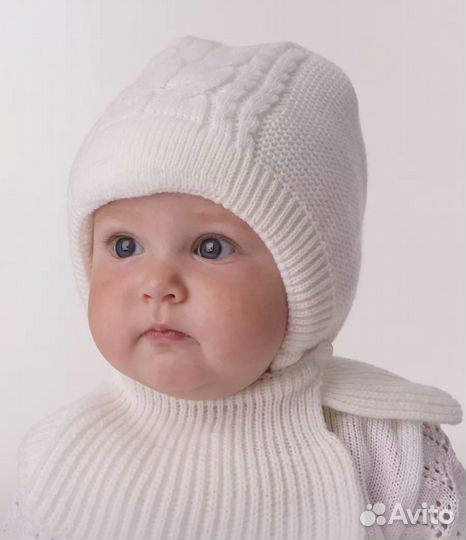 Шапка шлем для новорожденных зима детская, 40-42