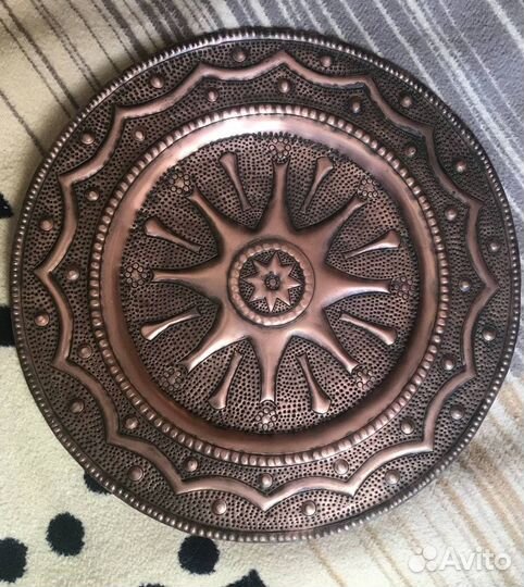 Чеканка Медь, настенная тарелка Ручная работа