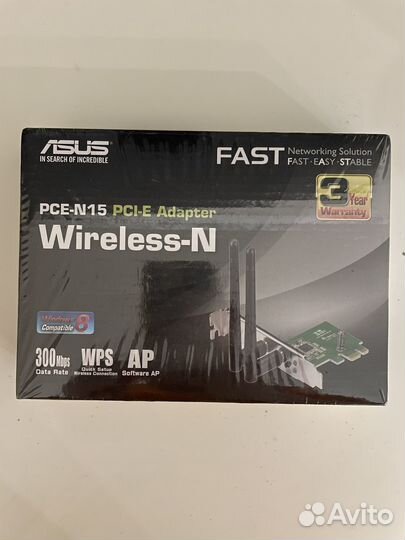 Wi-Fi адаптер Asus PCE-N15 PCI-E 802. 11n 300 Mbps