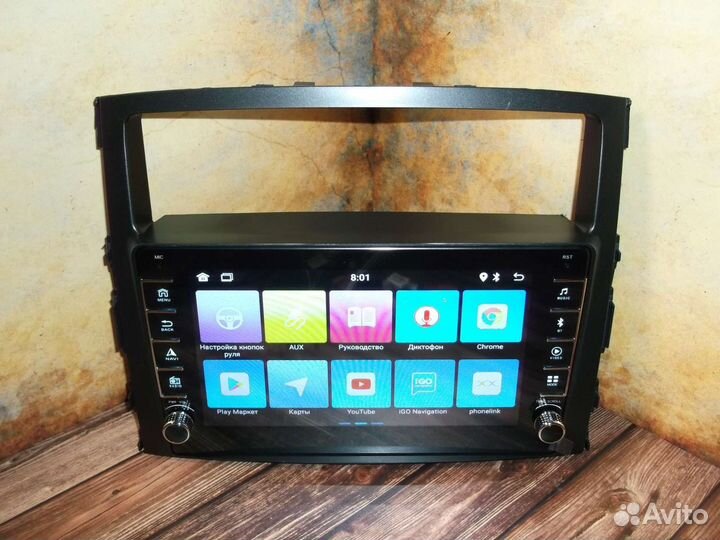 Магнитола Mitsubishi Pajero 4 Android с крутилками
