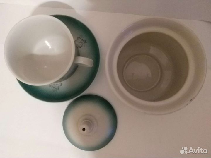 Чашка с блюдцем, сахарница, Дулево