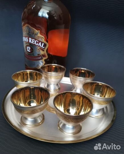 Винный набор.Мстерский ювелир. Мельхиор, серебро