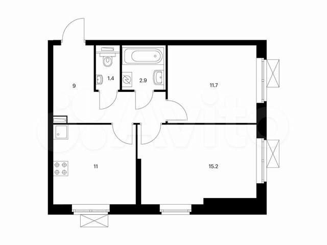 2-к. квартира, 51,2 м², 28/33 эт.