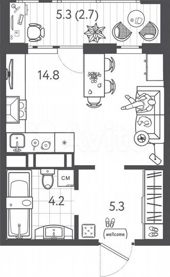 Квартира-студия, 27 м², 4/24 эт.