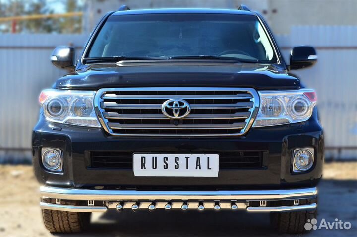 Toyota lс 200 2012- Защита переднего бампера+зубы