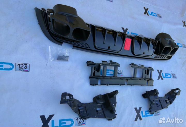 Диффузор Brabus Mercedes W205 с насадками глянец