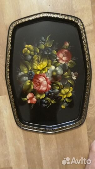 Жостовский авторский поднос декорат. росписи СССР